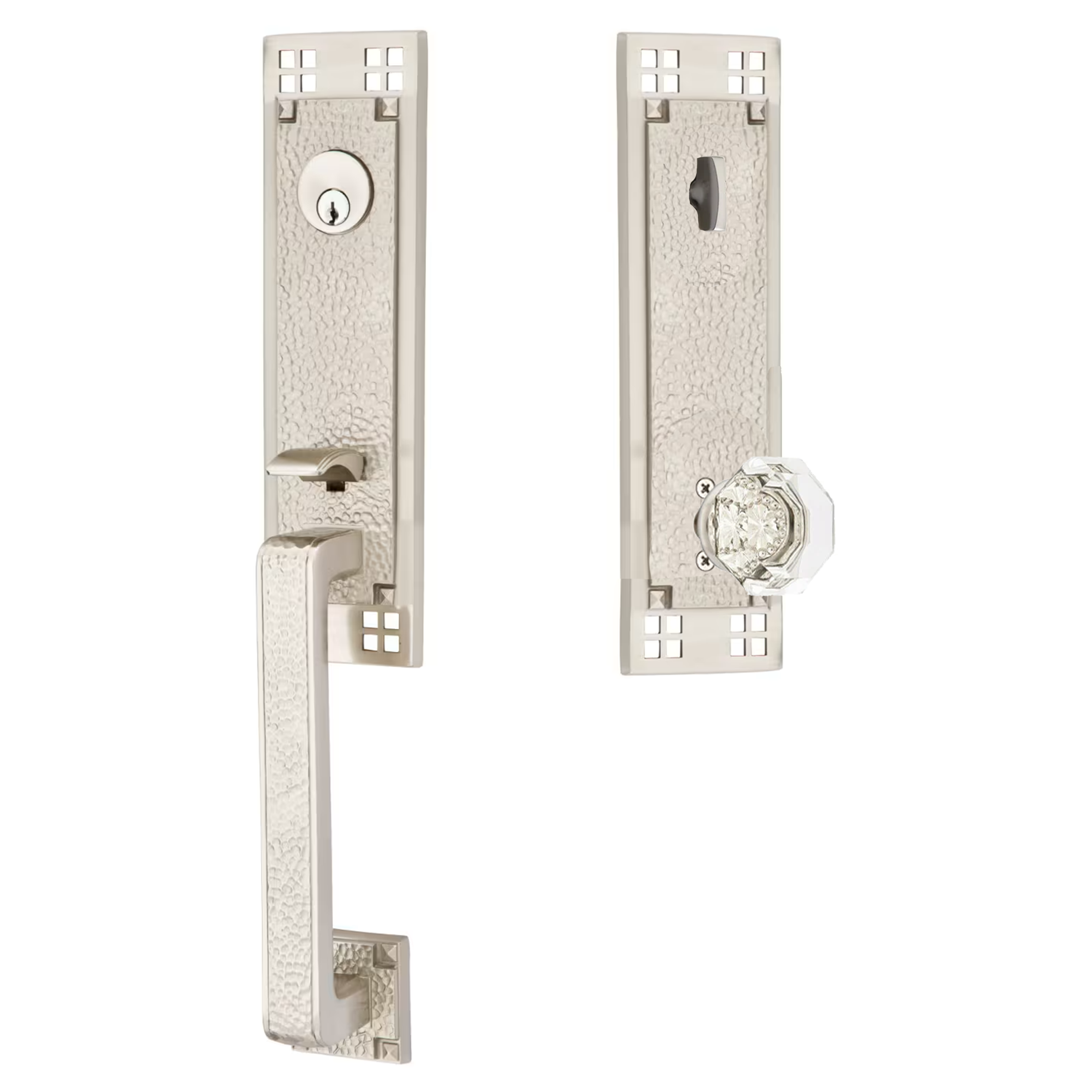Emtek Arts & Crafts Tubular Entryset Monolithic with Old Town Knob