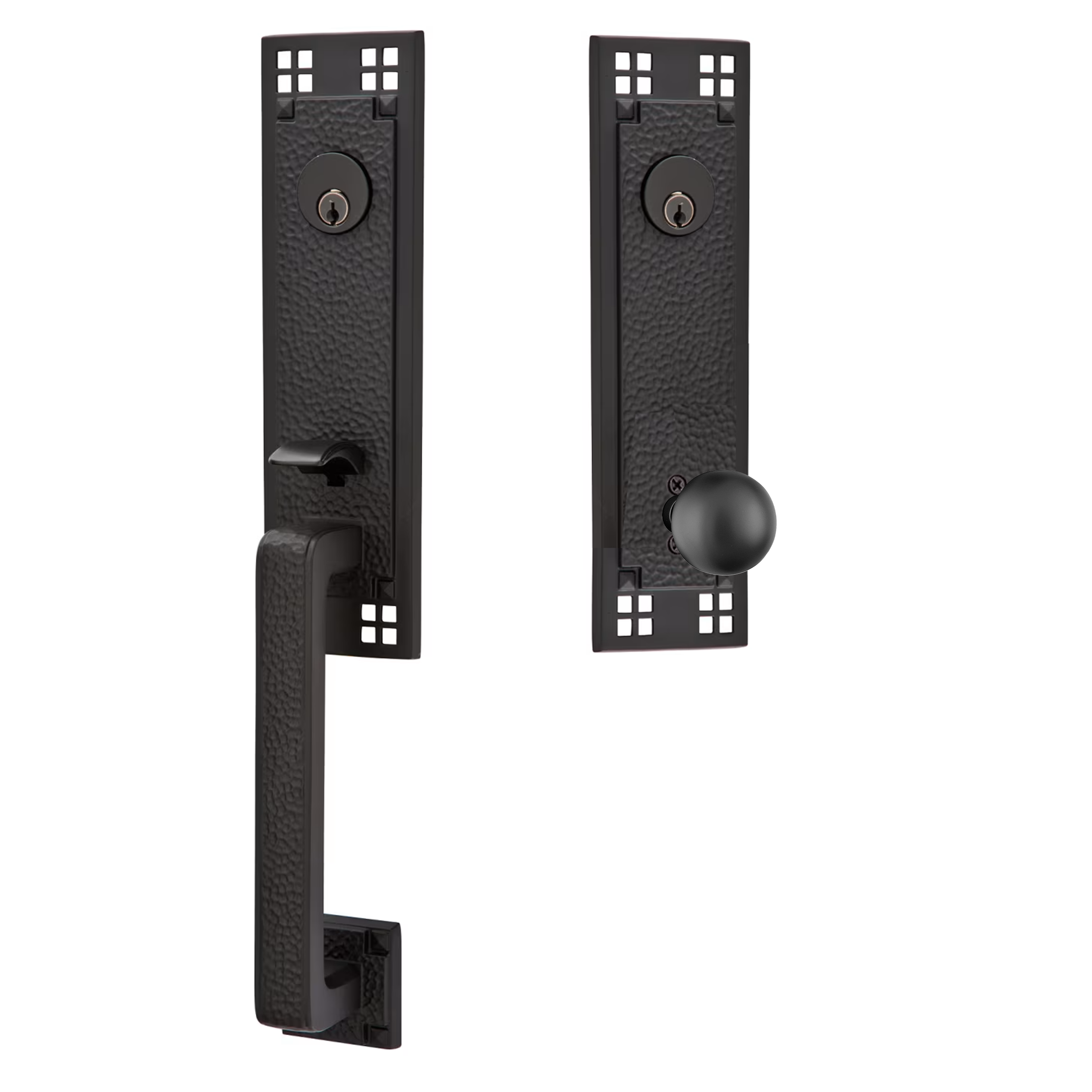 Emtek Arts & Crafts Tubular Entryset Monolithic with Orb Knob