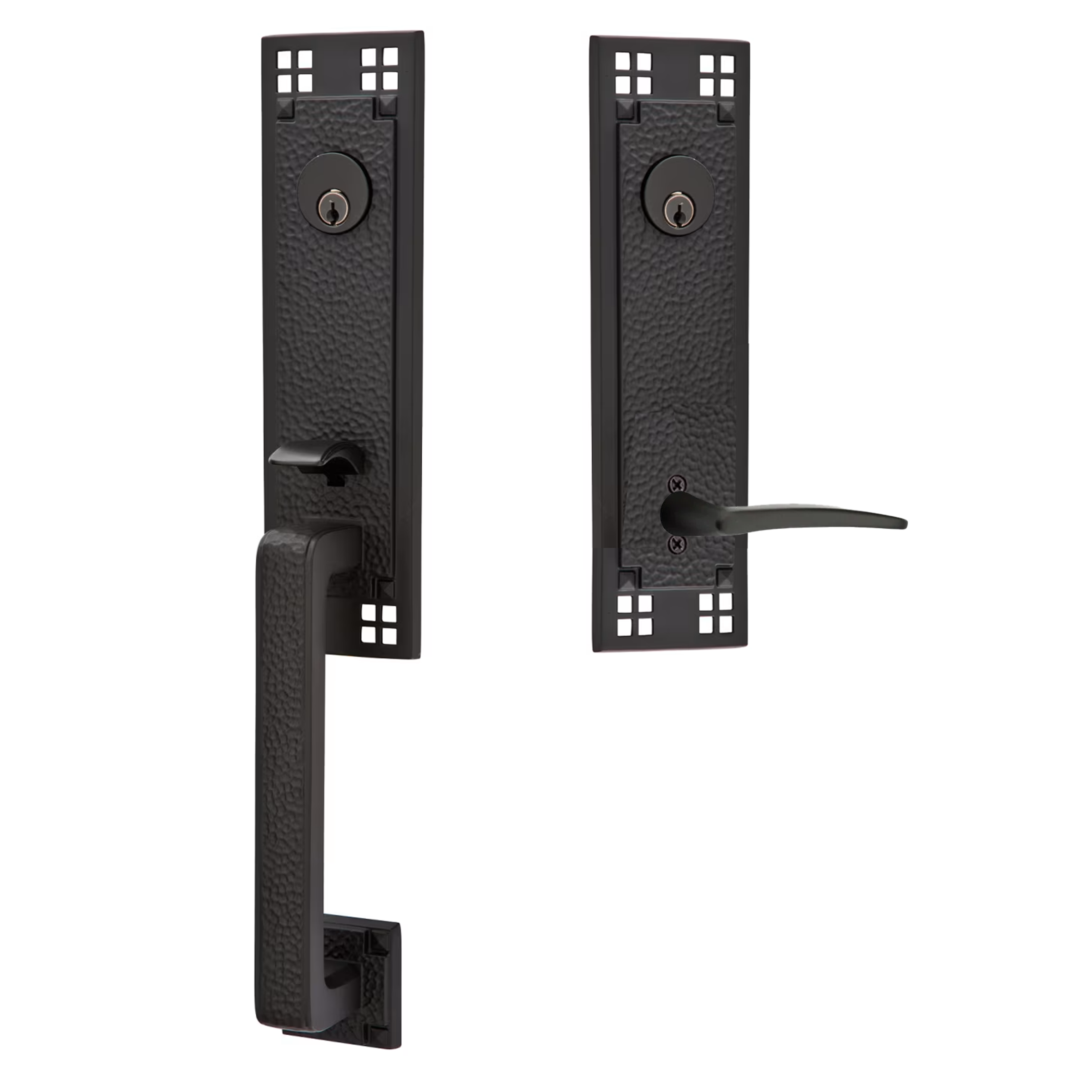 Emtek Arts & Crafts Tubular Entryset Monolithic with Poseidon Lever