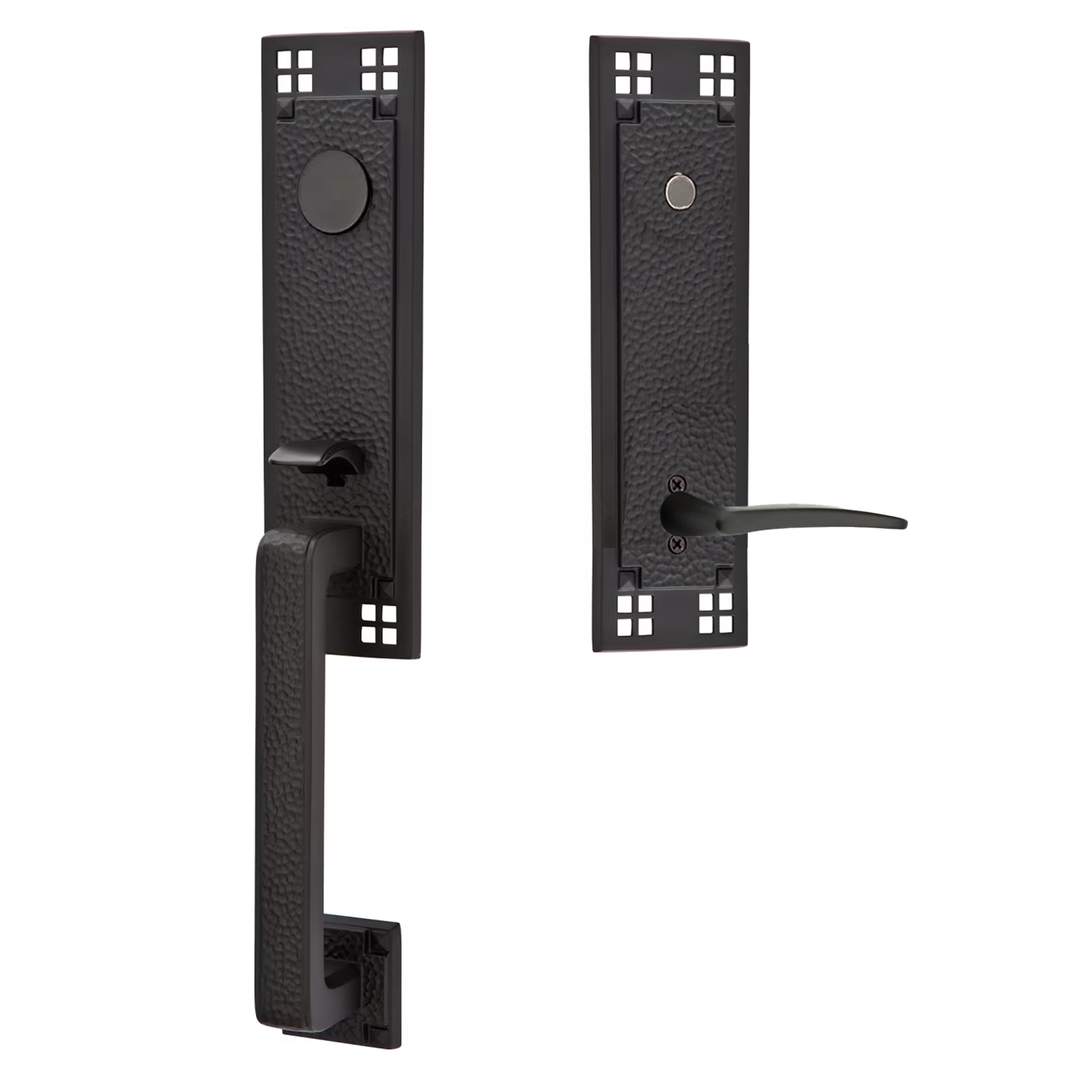 Emtek Arts & Crafts Tubular Entryset Monolithic with Poseidon Lever