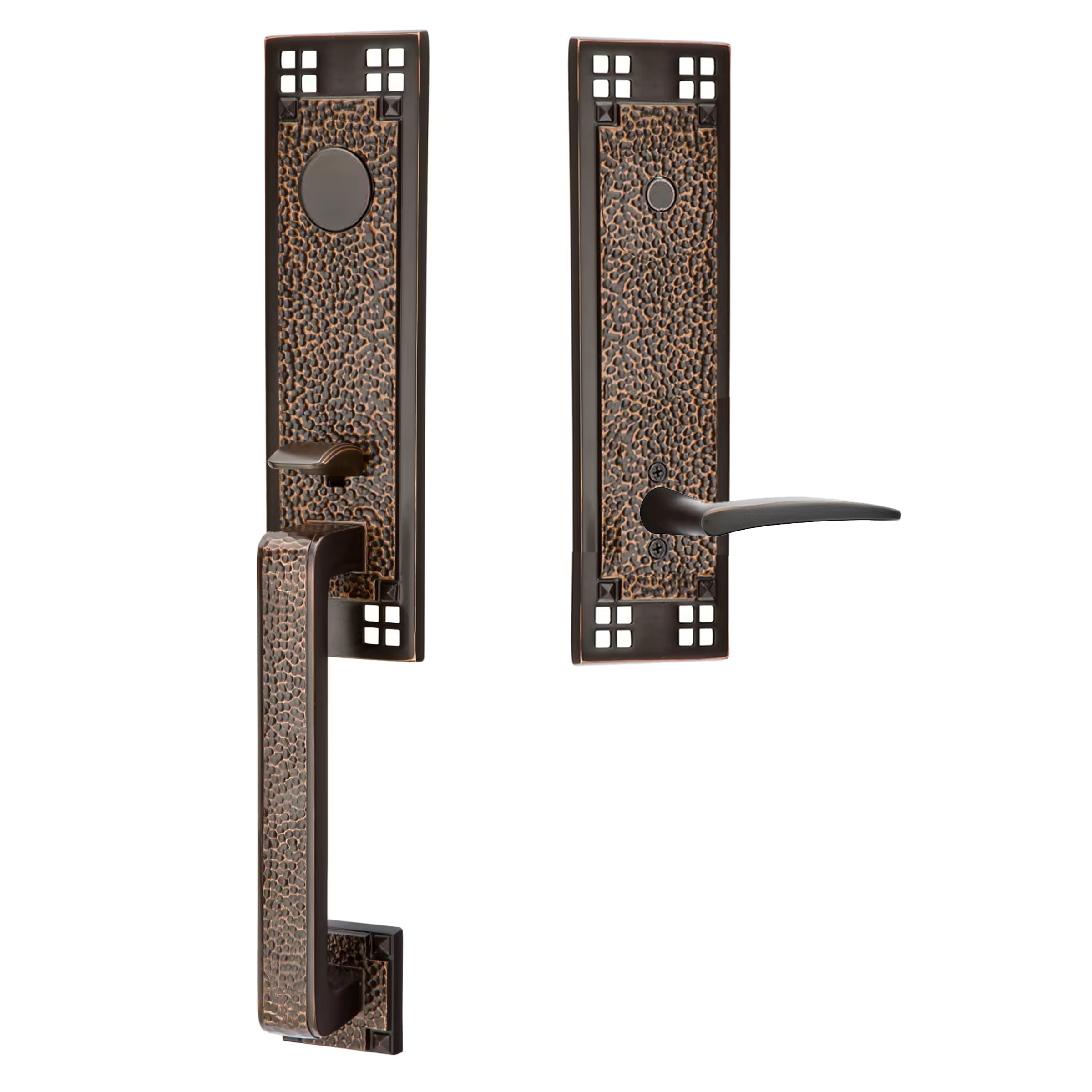 Emtek Arts & Crafts Tubular Entryset Monolithic with Poseidon Lever