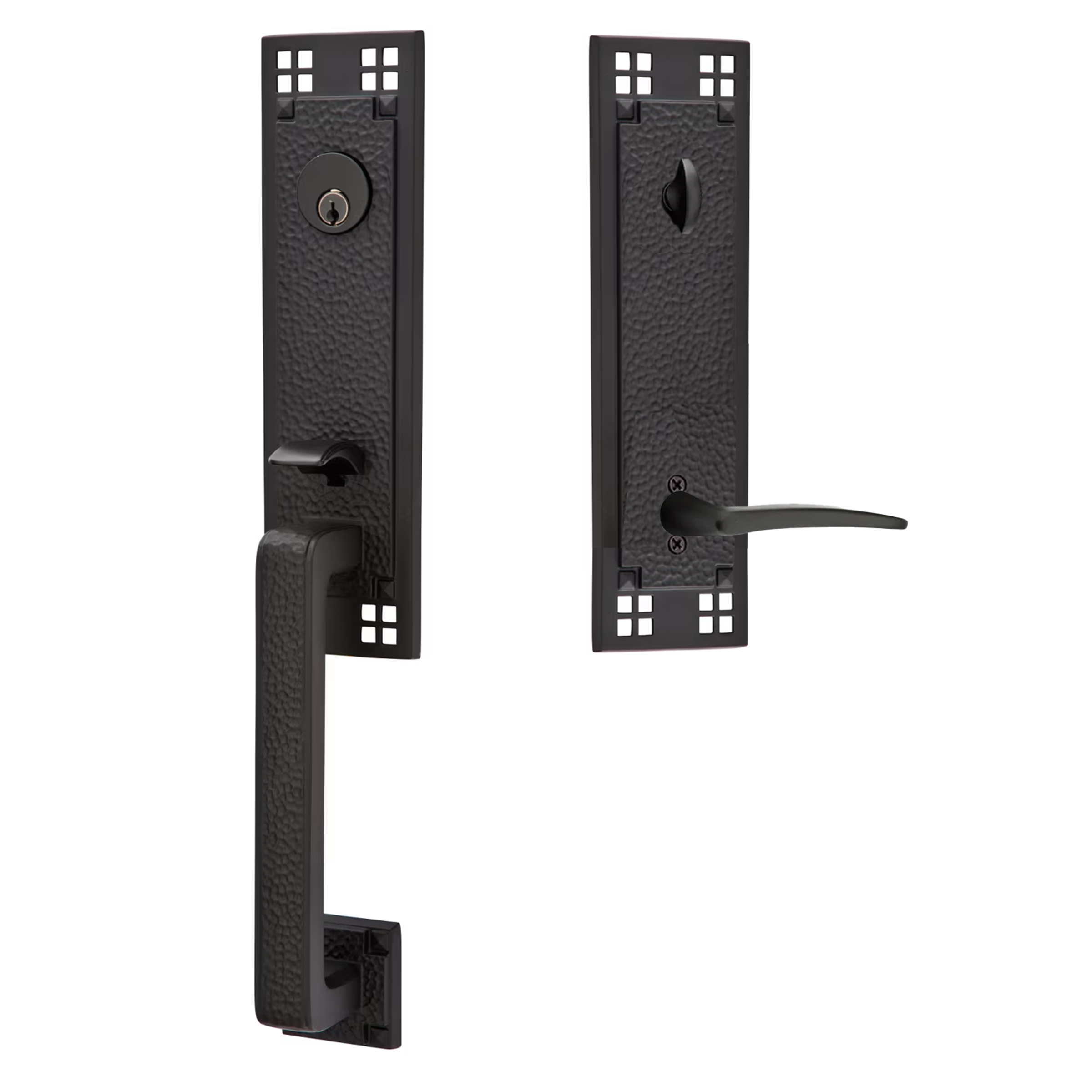 Emtek Arts & Crafts Tubular Entryset Monolithic with Poseidon Lever