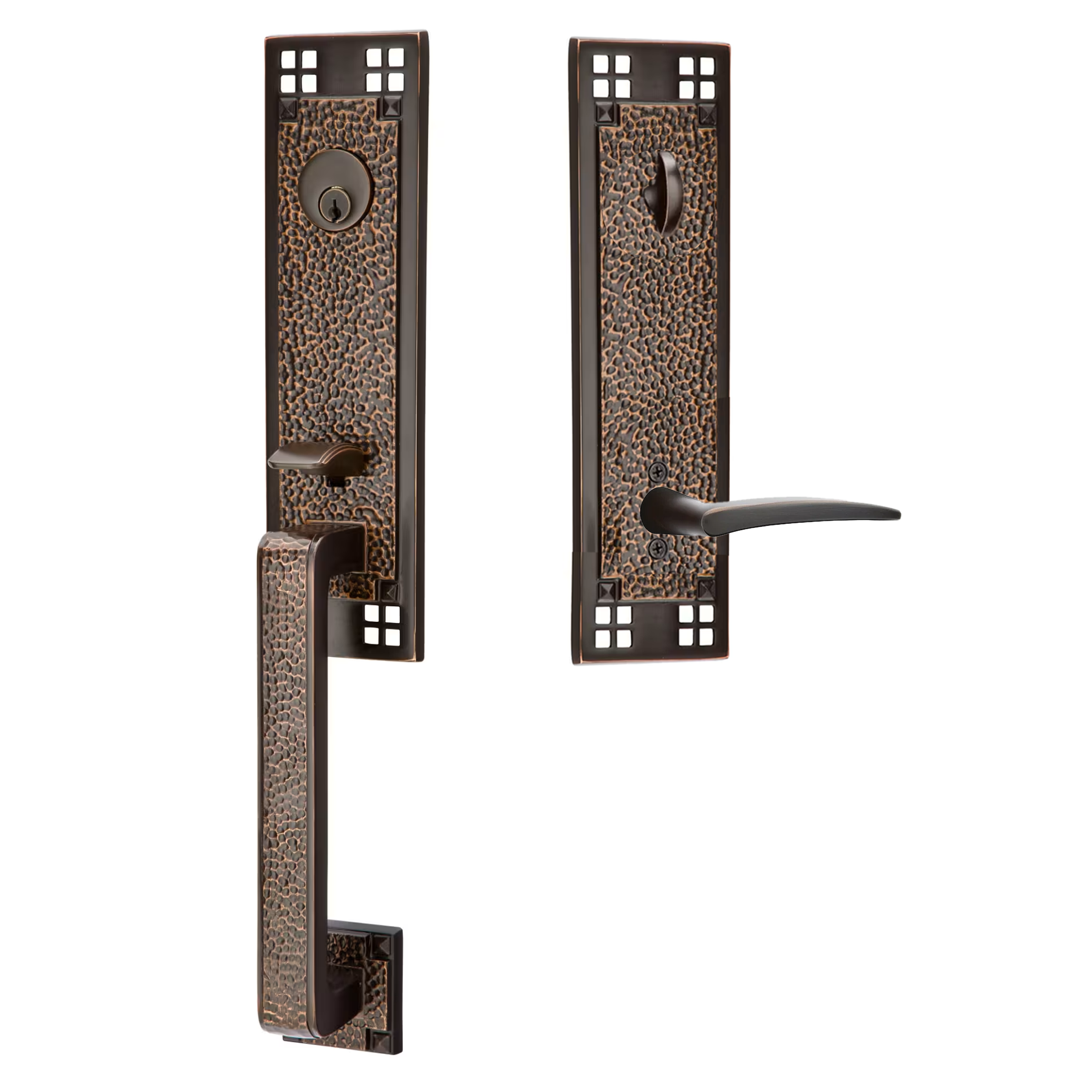 Emtek Arts & Crafts Tubular Entryset Monolithic with Poseidon Lever