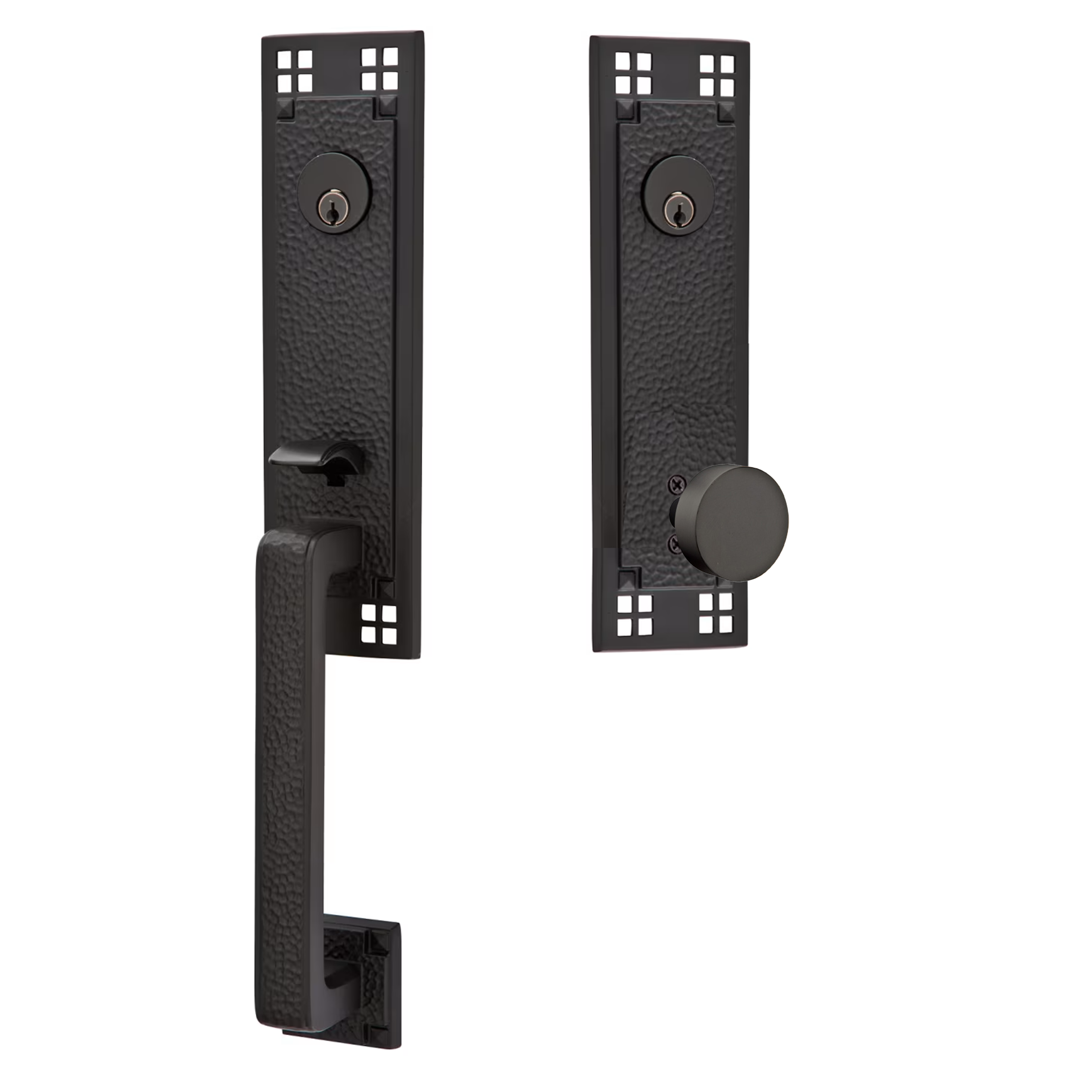 Emtek Arts & Crafts Tubular Entryset Monolithic with Round Knob