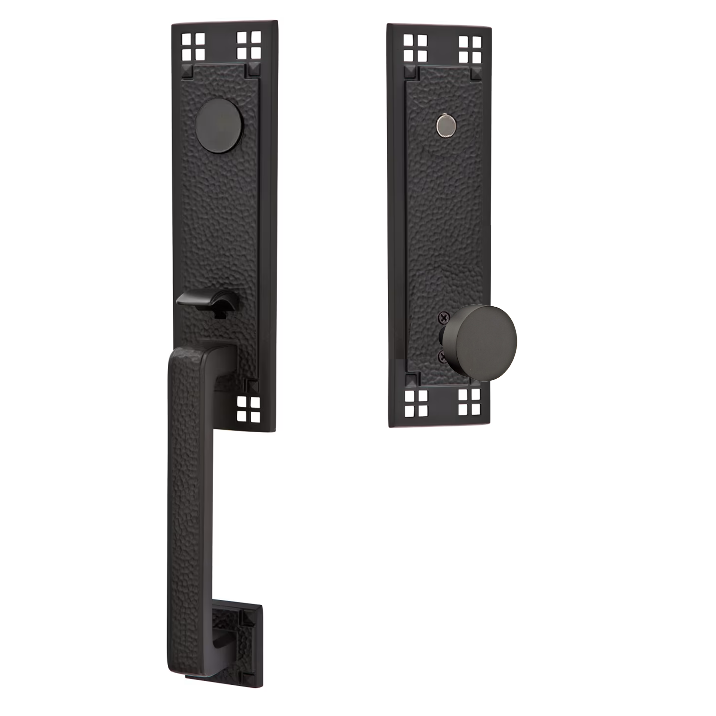 Emtek Arts & Crafts Tubular Entryset Monolithic with Round Knob