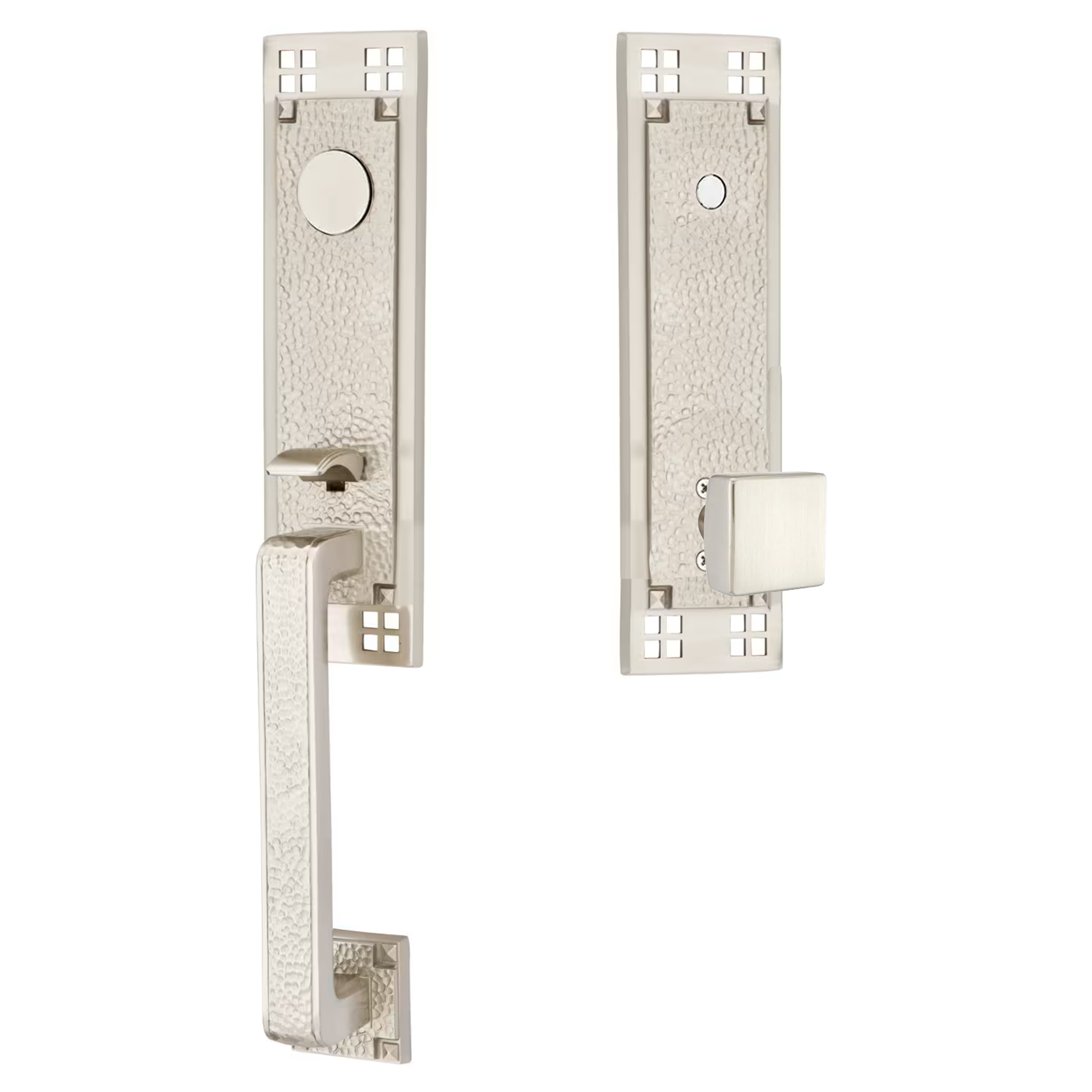 Emtek Arts & Crafts Tubular Entryset Monolithic with Square Knob