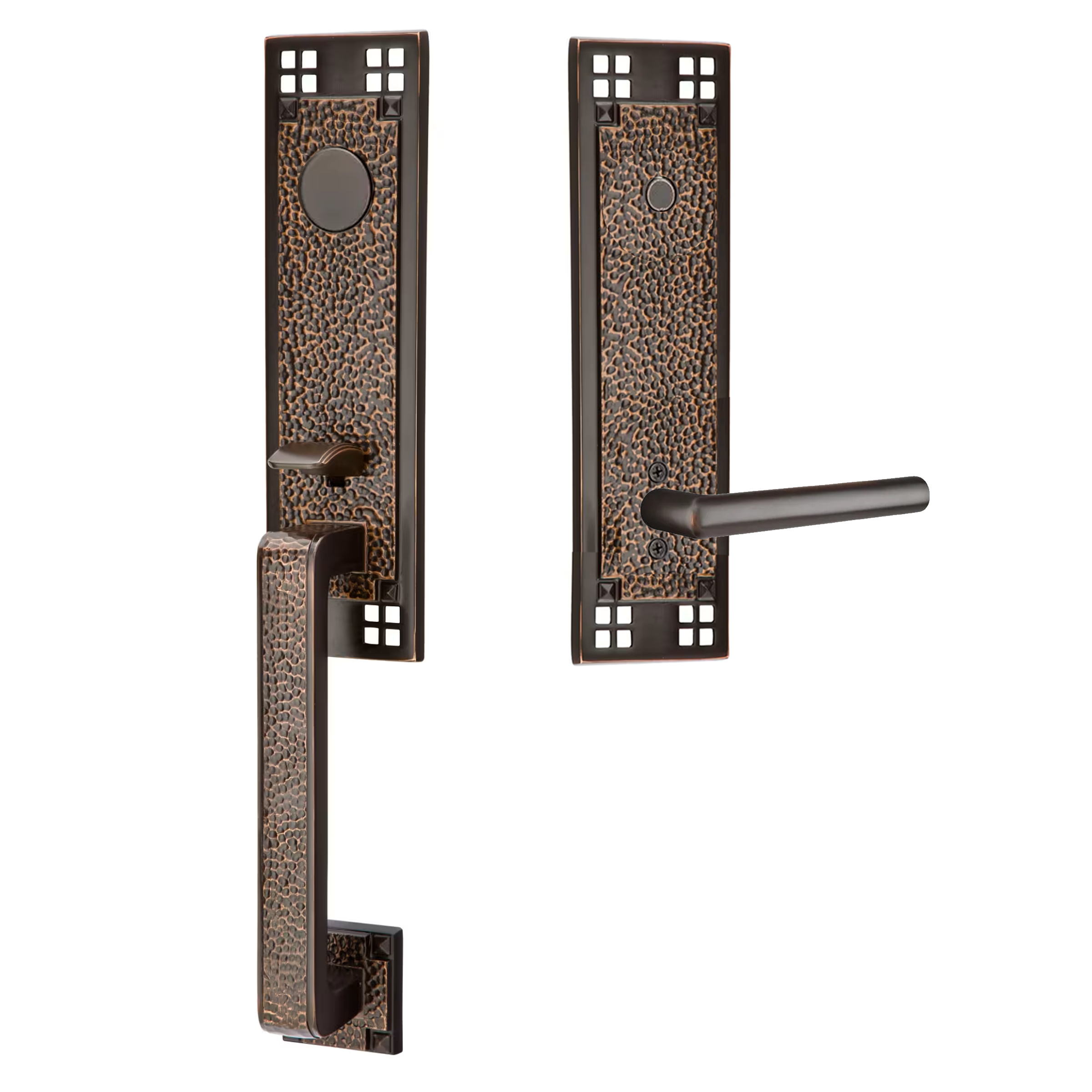Emtek Arts & Crafts Tubular Entryset Monolithic with Stuttgart Lever