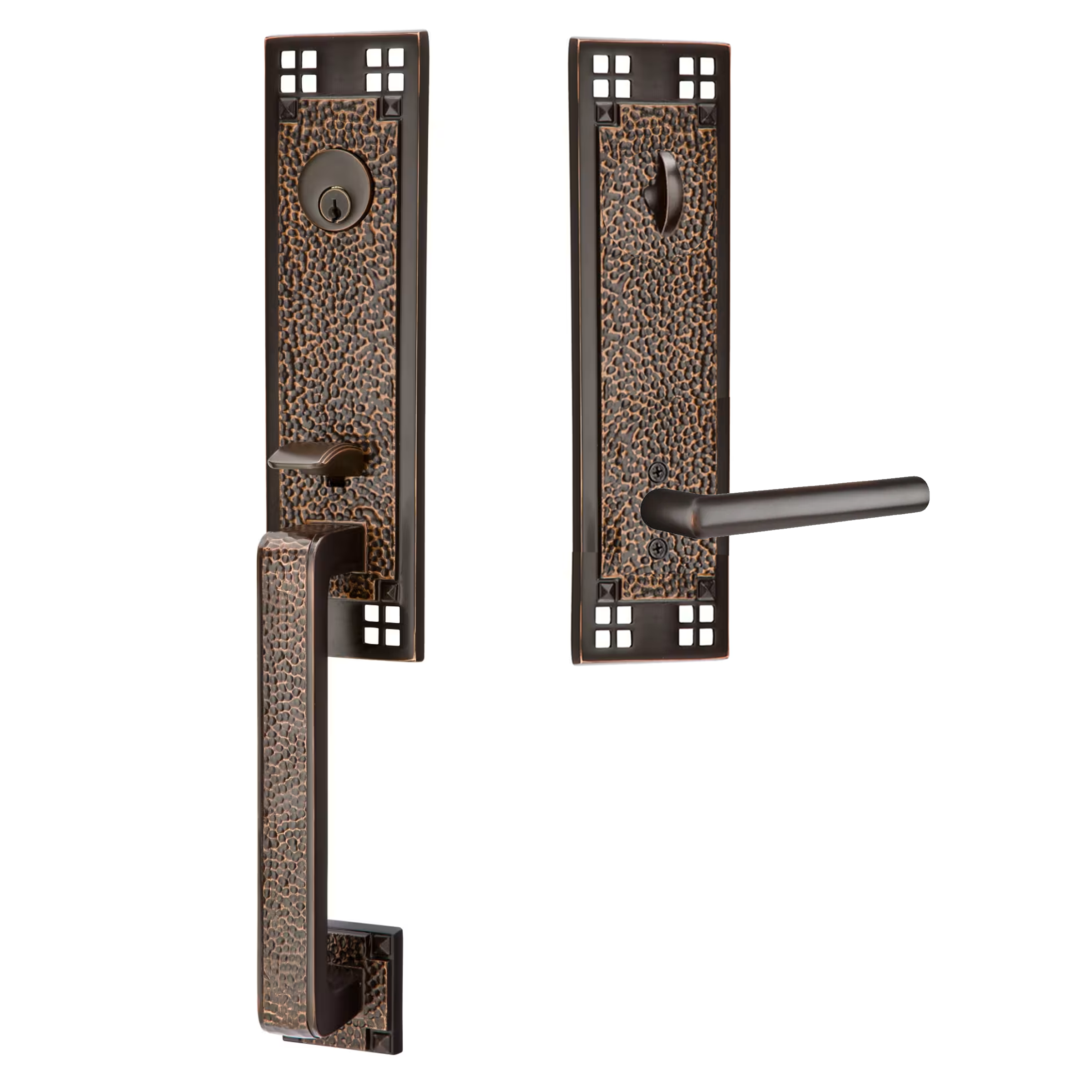 Emtek Arts & Crafts Tubular Entryset Monolithic with Stuttgart Lever