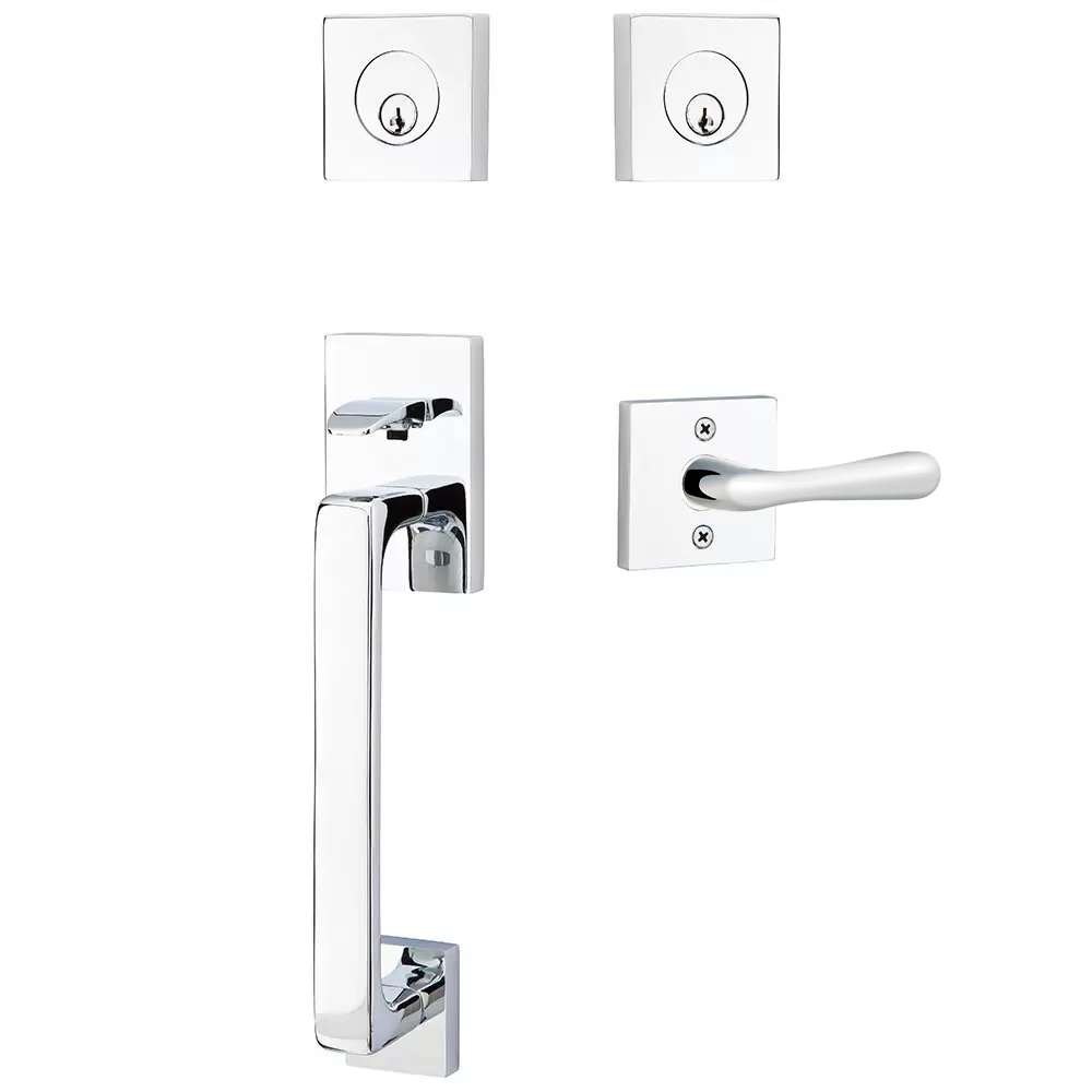 Emtek Baden Tubular Entryset Sectional with Basel Lever