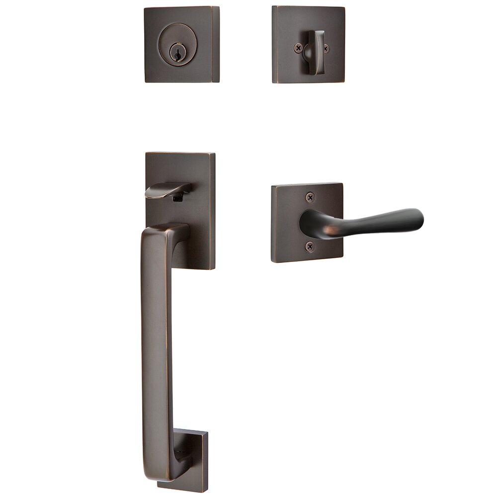 Emtek Baden Tubular Entryset Sectional with Basel Lever