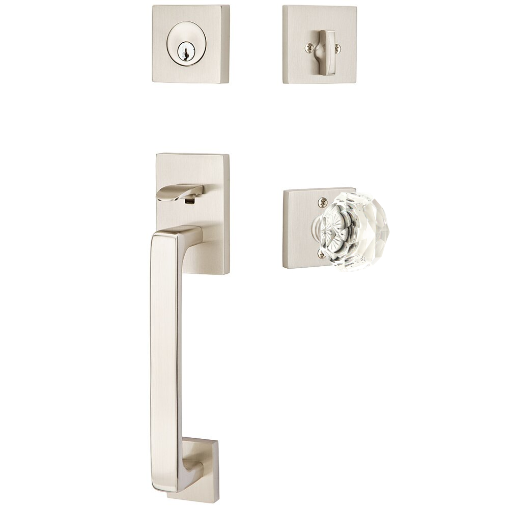 Emtek Baden Tubular Entryset Sectional with Diamond Glass Knob