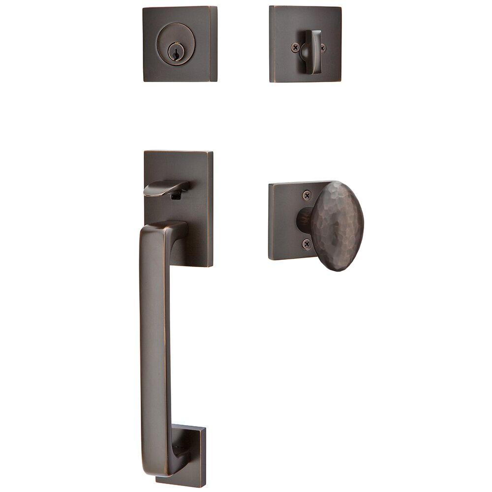 Emtek Baden Tubular Entryset Sectional with Hammered Egg Knob