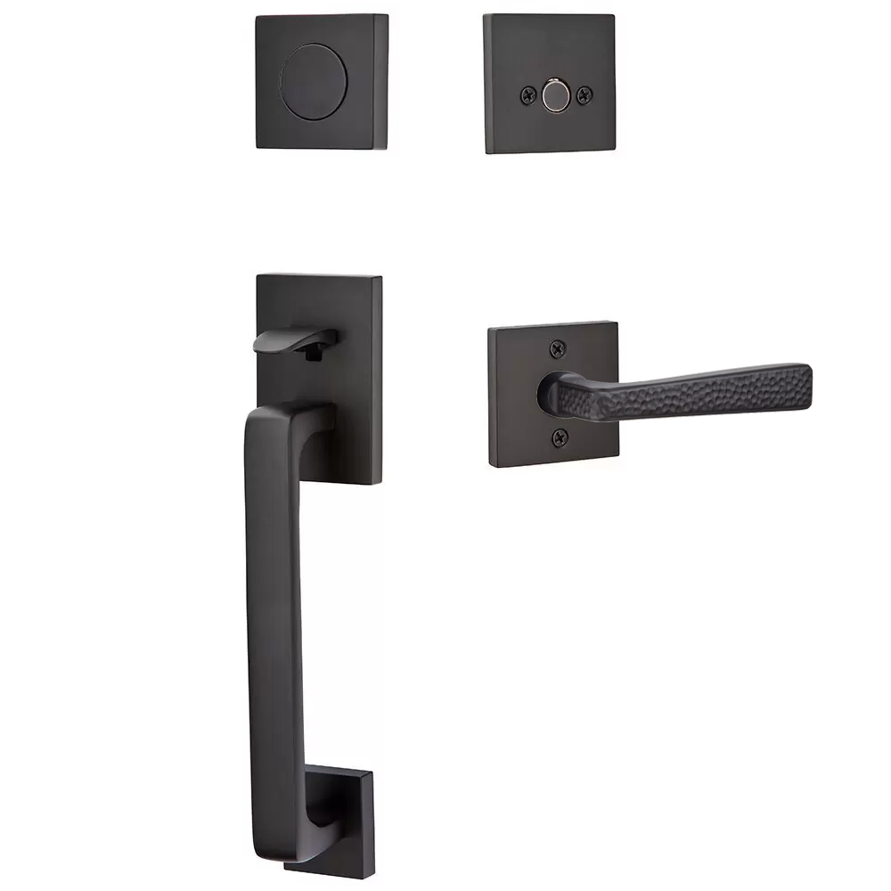 Emtek Baden Tubular Entryset Sectional with Hammered Lever