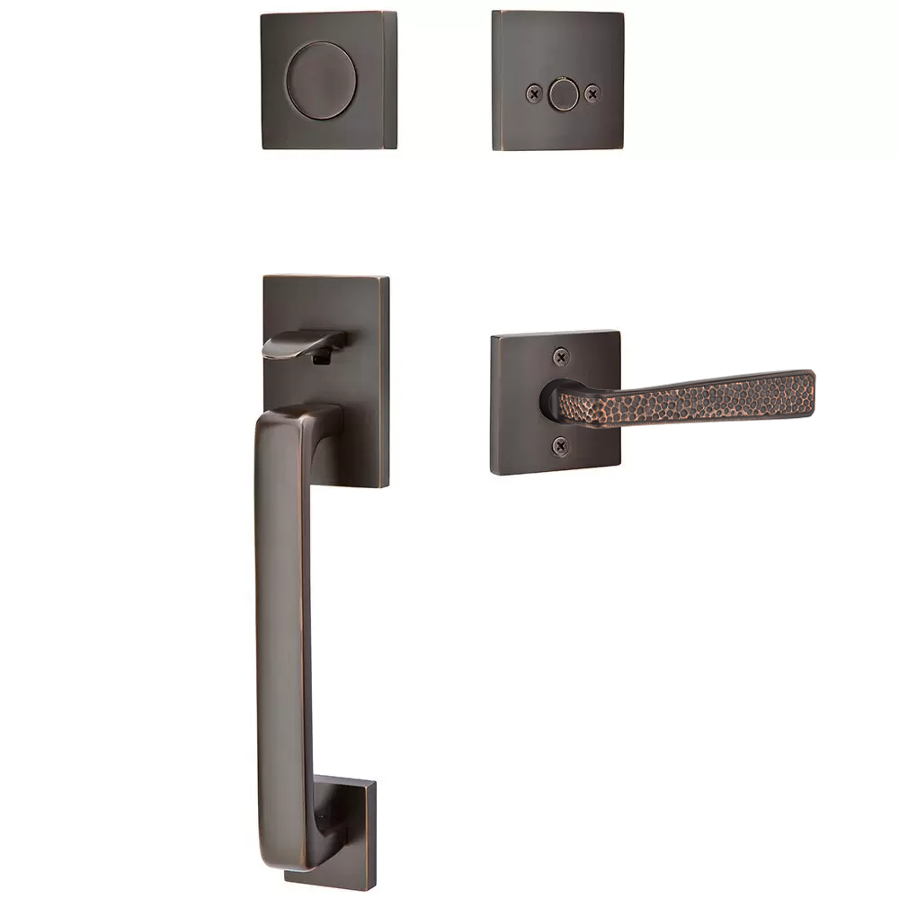 Emtek Baden Tubular Entryset Sectional with Hammered Lever