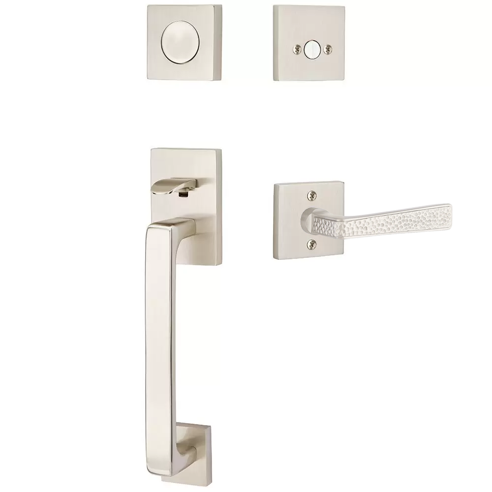 Emtek Baden Tubular Entryset Sectional with Hammered Lever