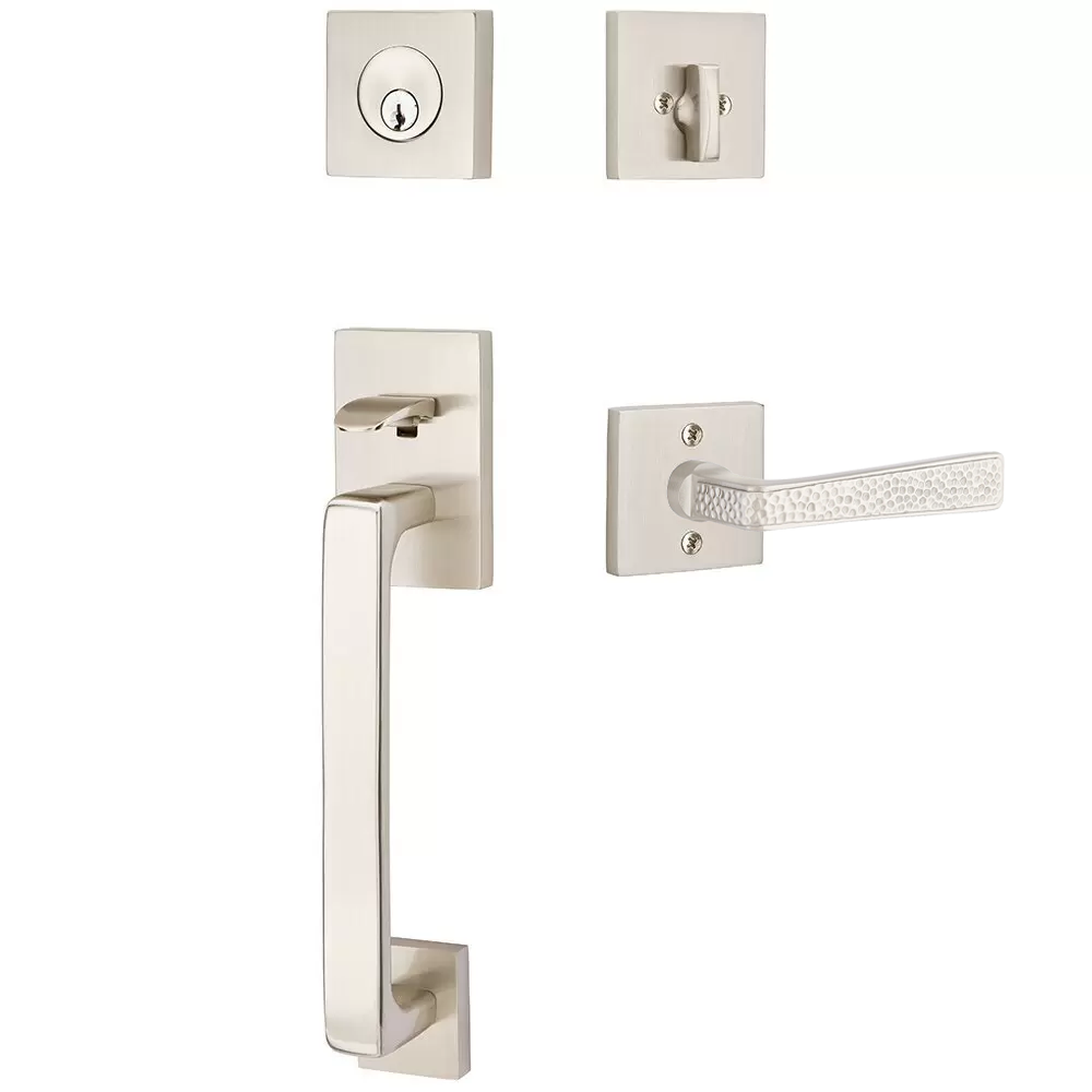 Emtek Baden Tubular Entryset Sectional with Hammered Lever