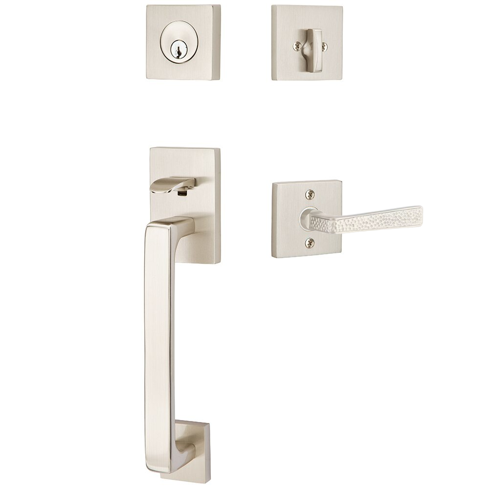 Emtek Baden Tubular Entryset Sectional with Hammered Lever