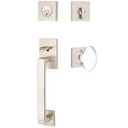 Emtek Baden Tubular Entryset Sectional with Hampton Glass Knob