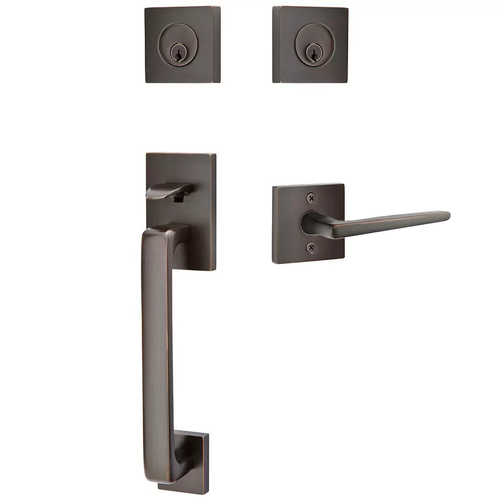 Emtek Baden Tubular Entryset Sectional with Hermes Lever