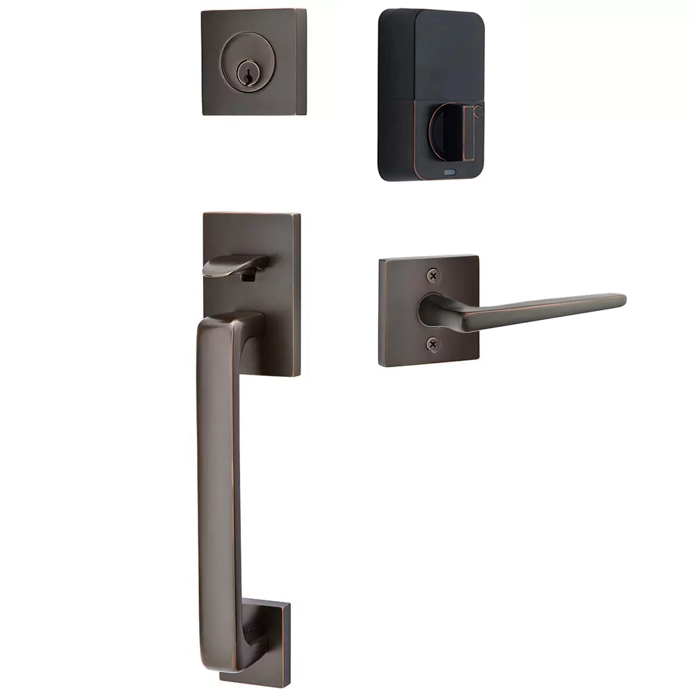 Emtek Baden Tubular Entryset Sectional with Hermes Lever