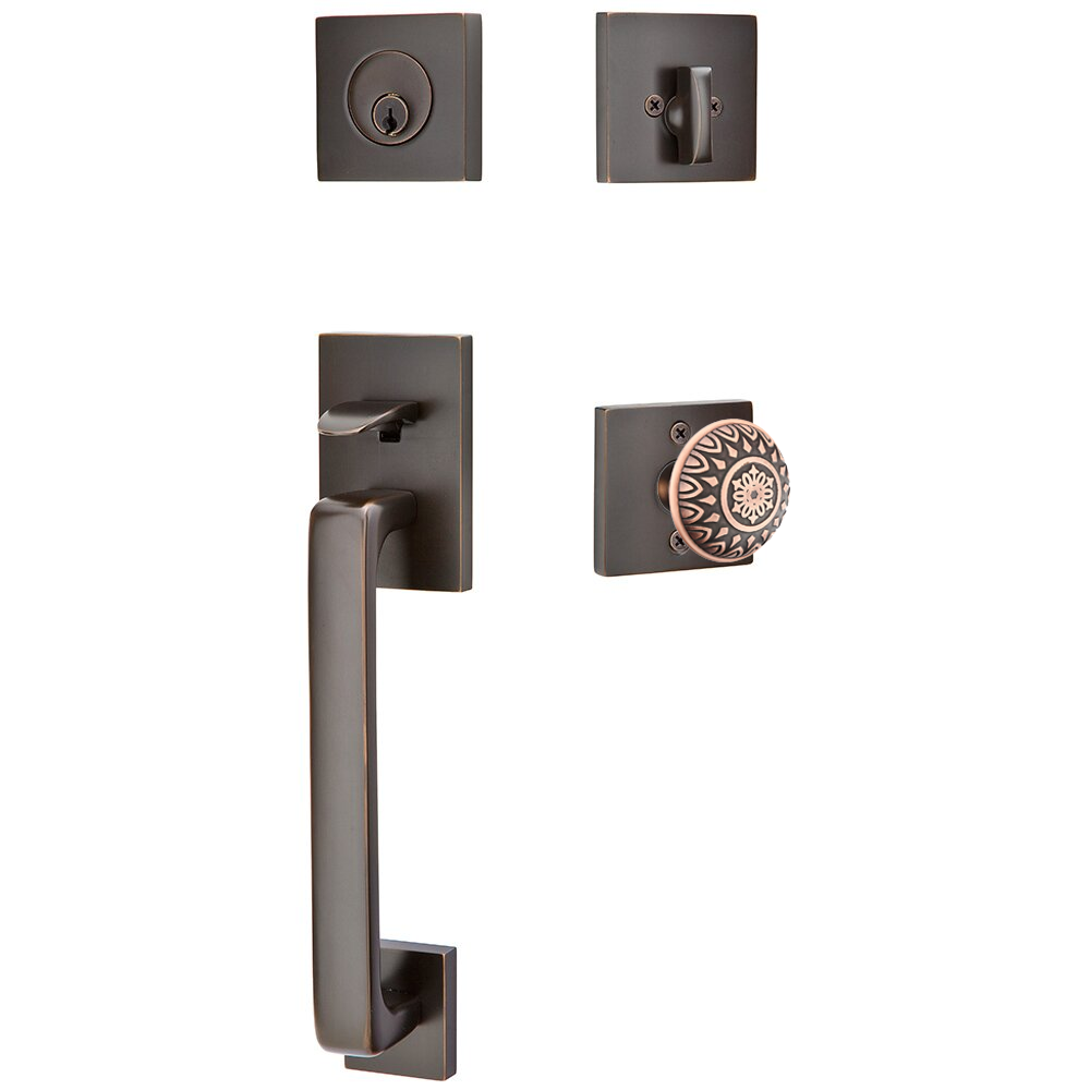 Emtek Baden Tubular Entryset Sectional with Lancaster Knob