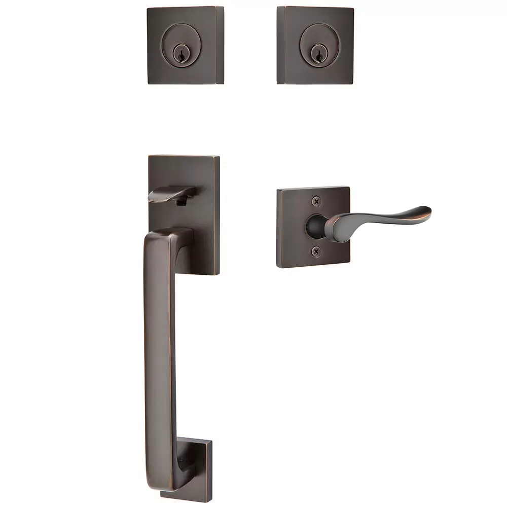 Emtek Baden Tubular Entryset Sectional with Luzern Lever