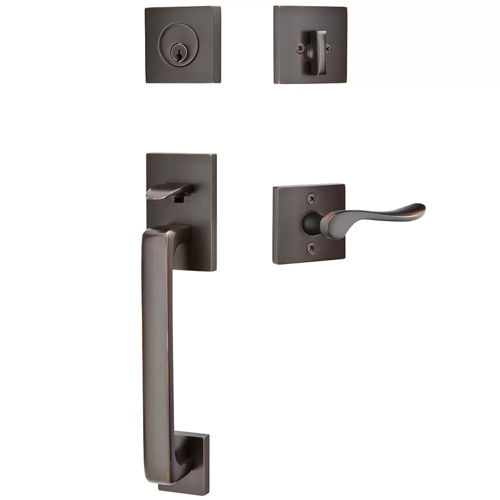 Emtek Baden Tubular Entryset Sectional with Luzern Lever