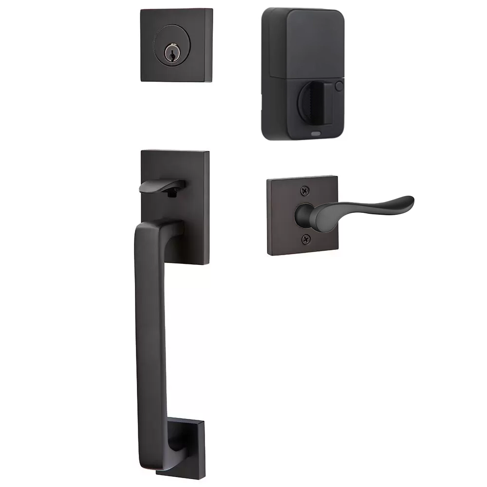 Emtek Baden Tubular Entryset Sectional with Luzern Lever