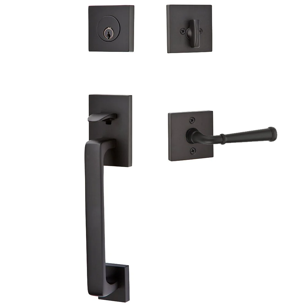 Emtek Baden Tubular Entryset Sectional with Merrimack Lever