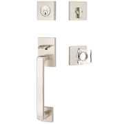 Emtek Baden Tubular Entryset Sectional with Modern Square Glass Knob