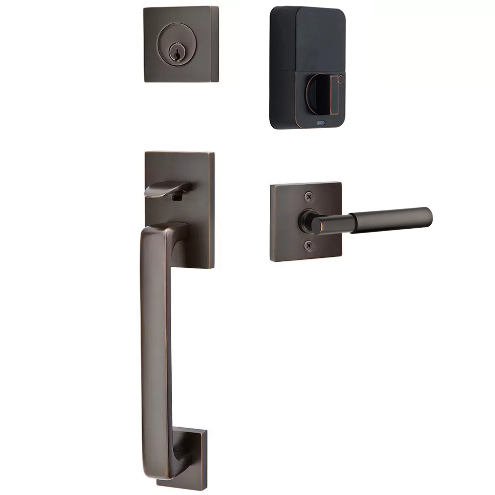 Emtek Baden Tubular Entryset Sectional with Myles Lever