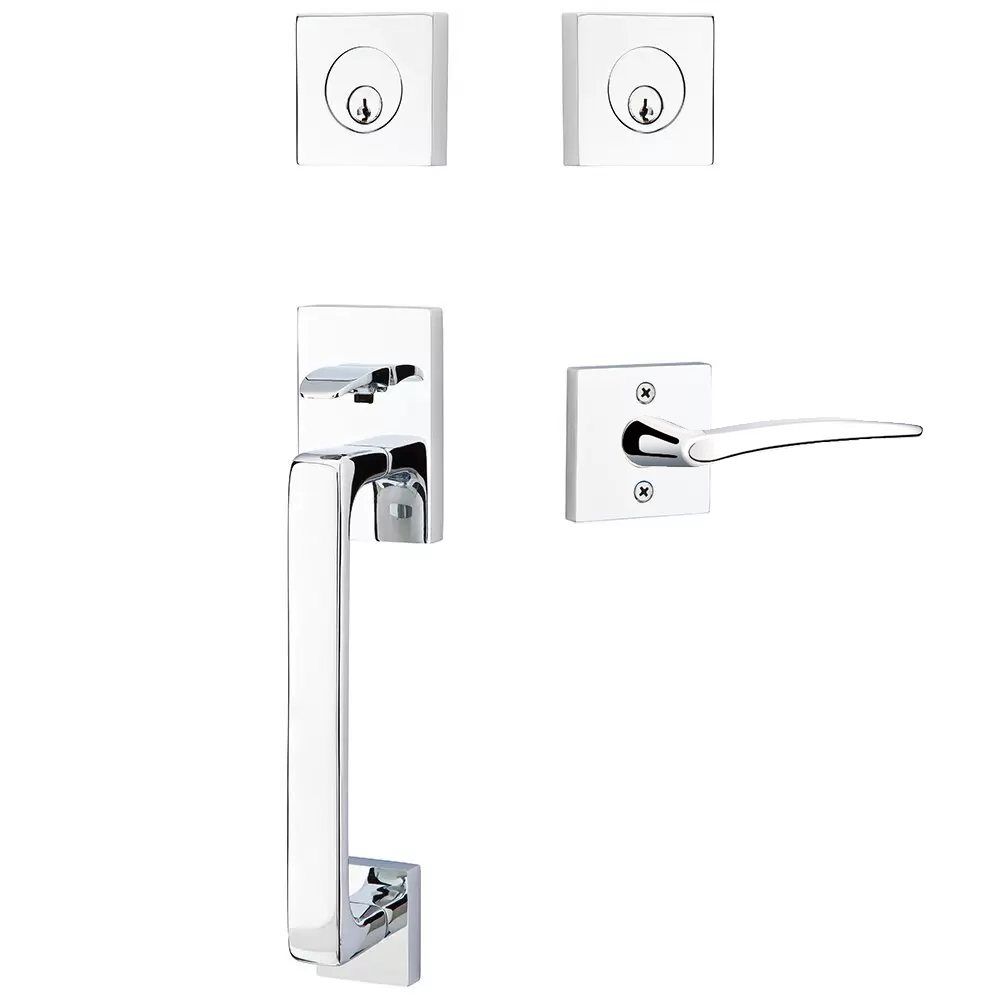Emtek Baden Tubular Entryset Sectional with Poseidon Lever