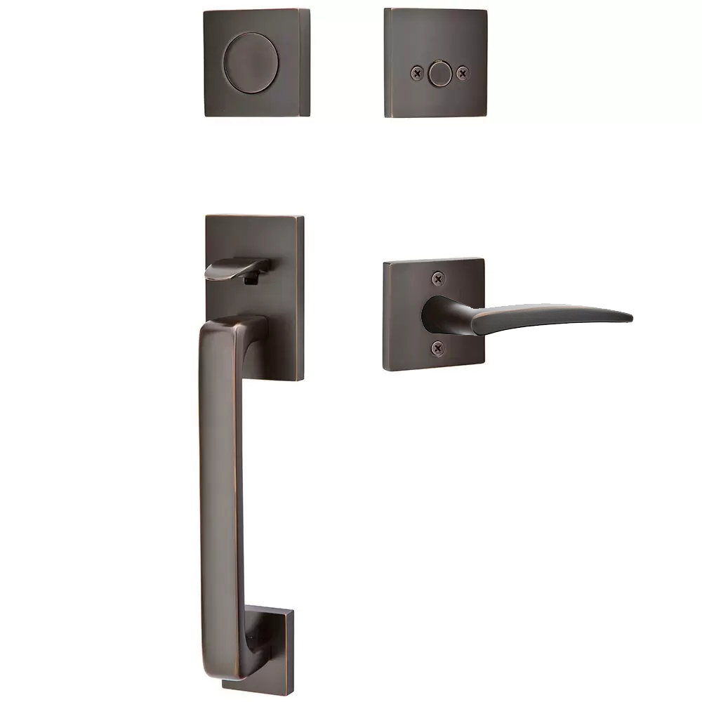 Emtek Baden Tubular Entryset Sectional with Poseidon Lever