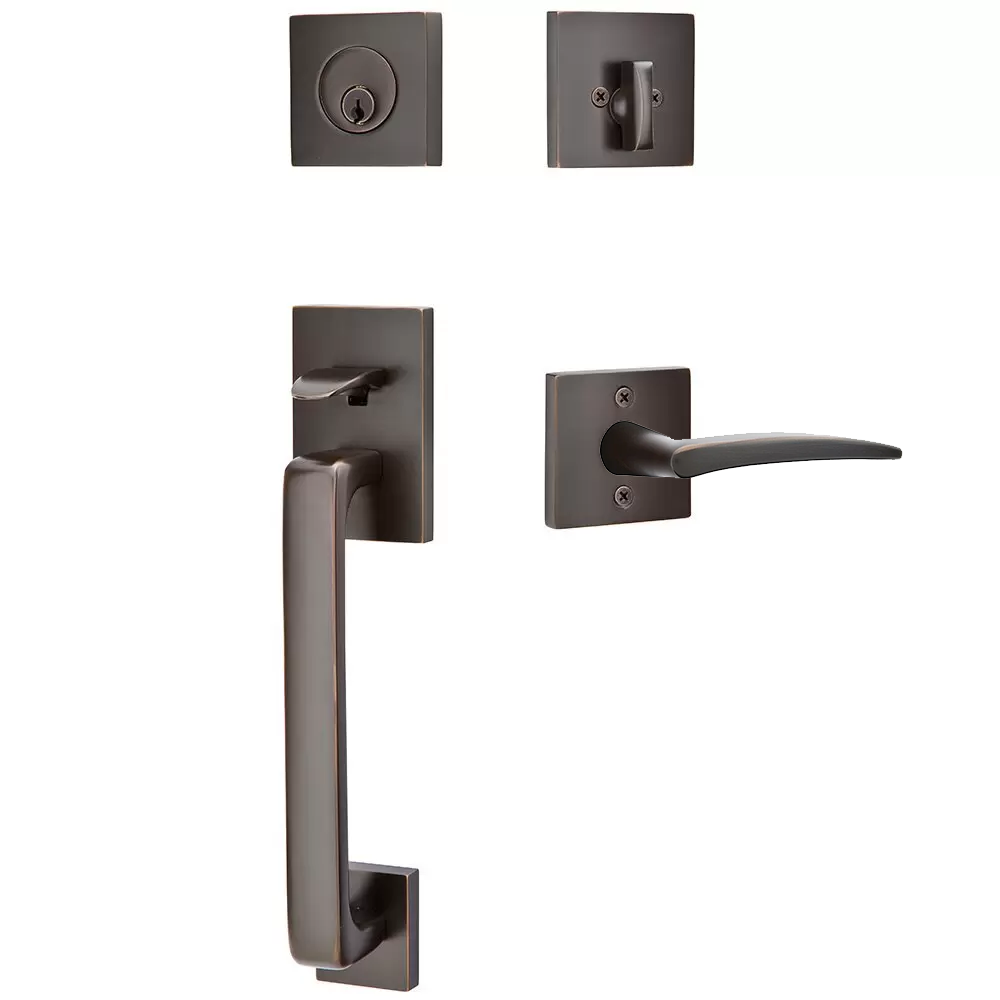 Emtek Baden Tubular Entryset Sectional with Poseidon Lever