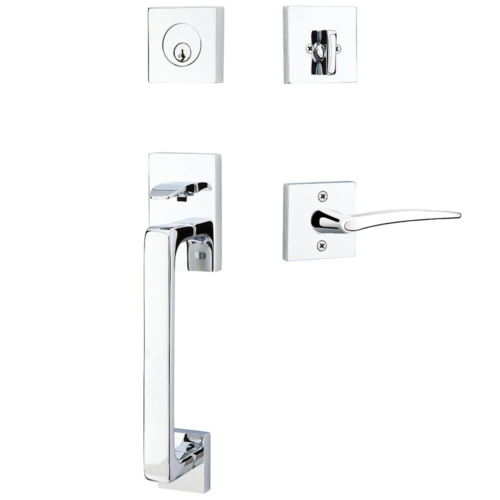 Emtek Baden Tubular Entryset Sectional with Poseidon Lever
