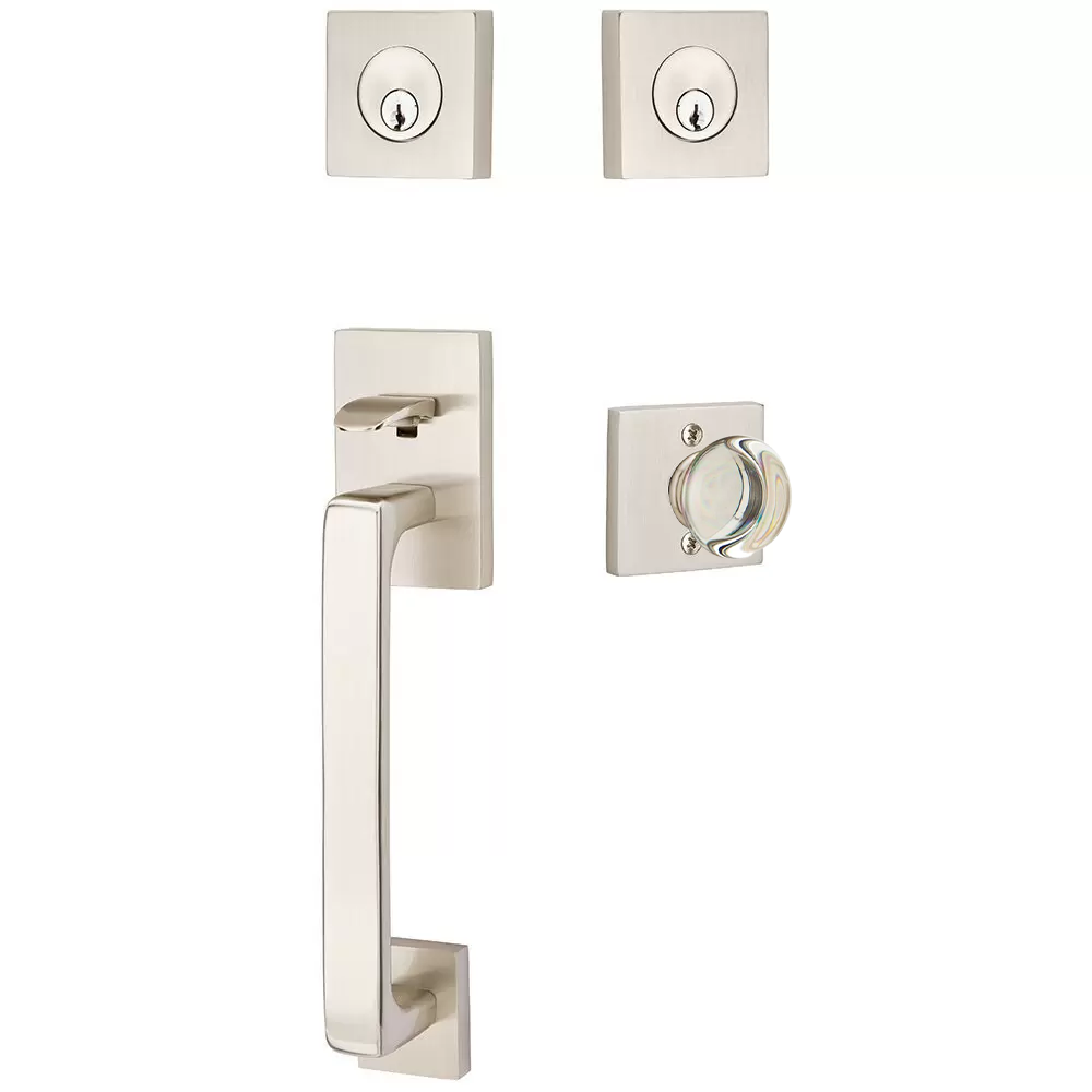 Emtek Baden Tubular Entryset Sectional with Providence Glass Knob