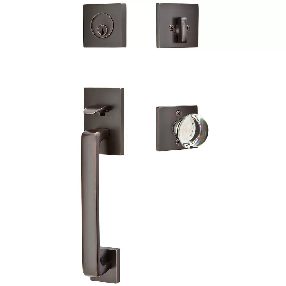 Emtek Baden Tubular Entryset Sectional with Providence Glass Knob