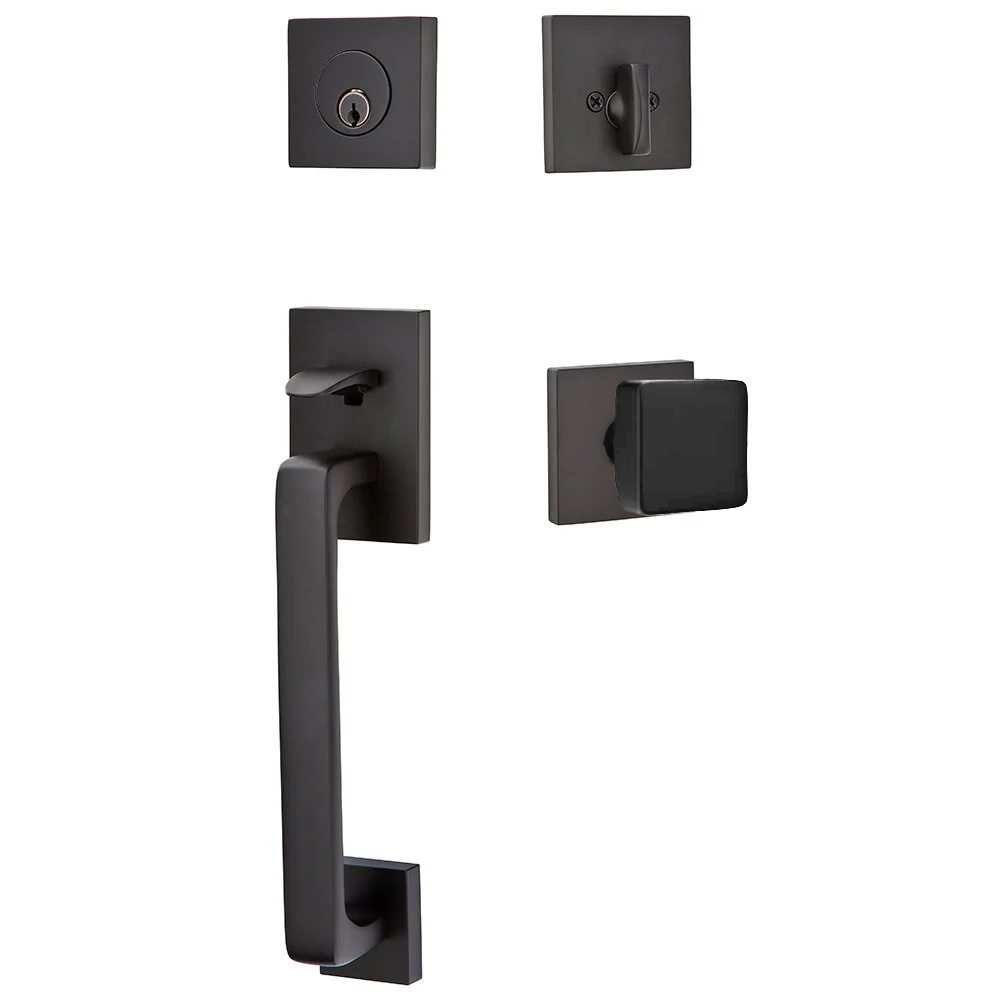 Emtek Baden Tubular Entryset Sectional with Square Knob