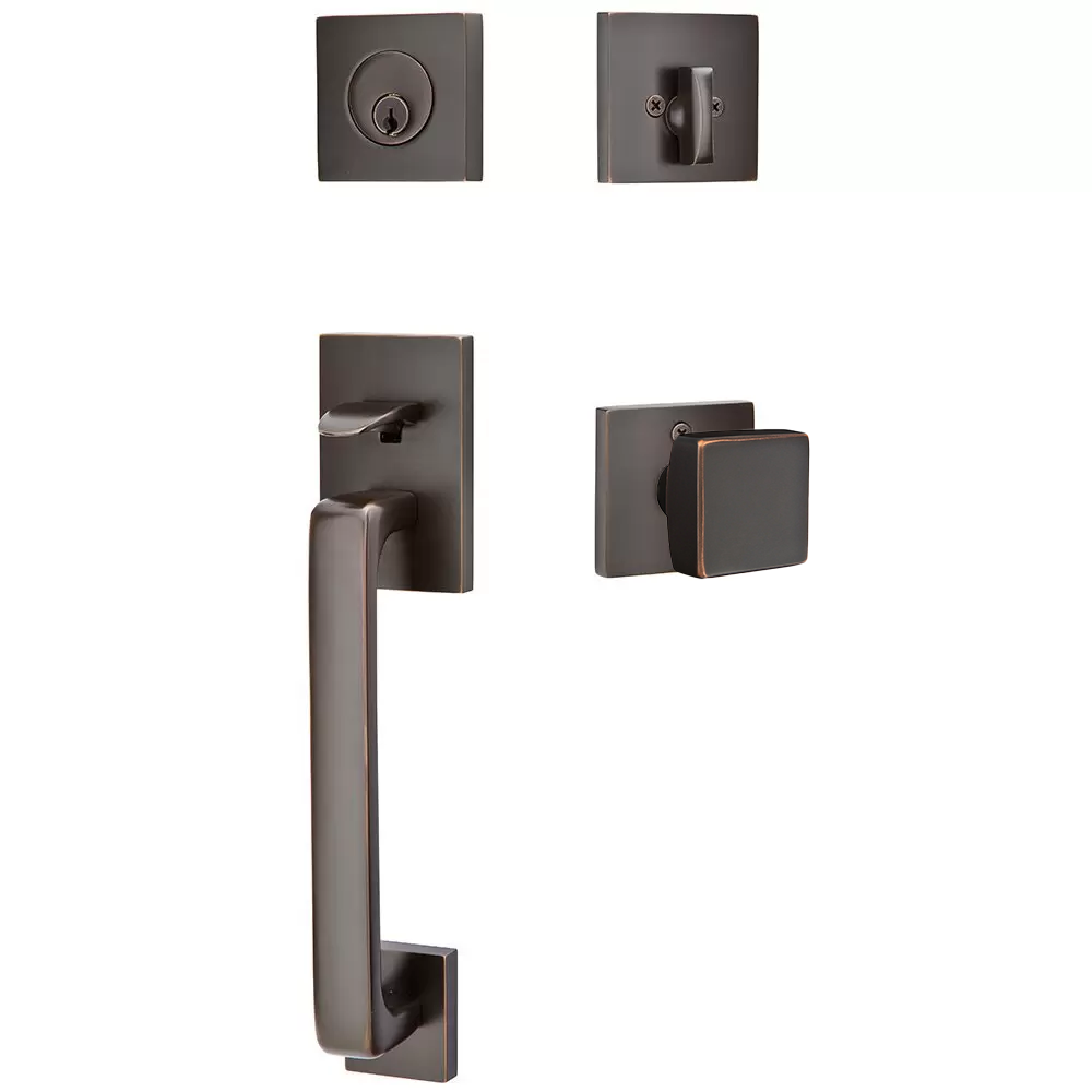 Emtek Baden Tubular Entryset Sectional with Square Knob