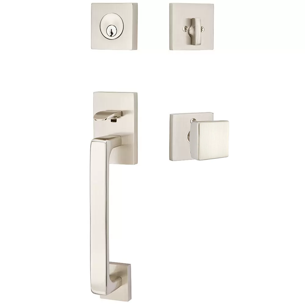 Emtek Baden Tubular Entryset Sectional with Square Knob