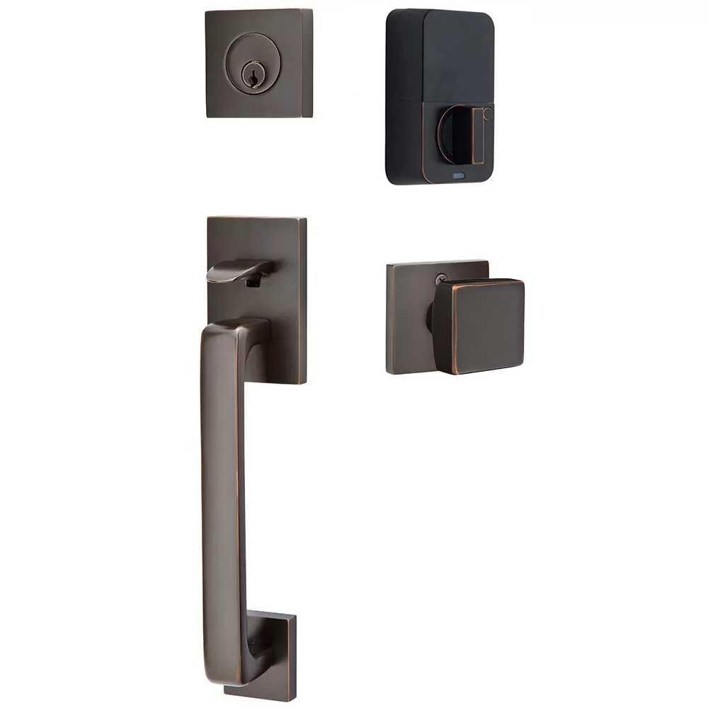 Emtek Baden Tubular Entryset Sectional with Square Knob
