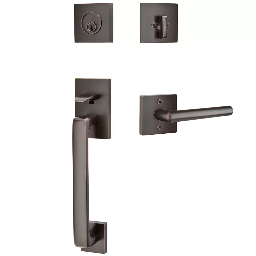 Emtek Baden Tubular Entryset Sectional with Stuttgart Lever