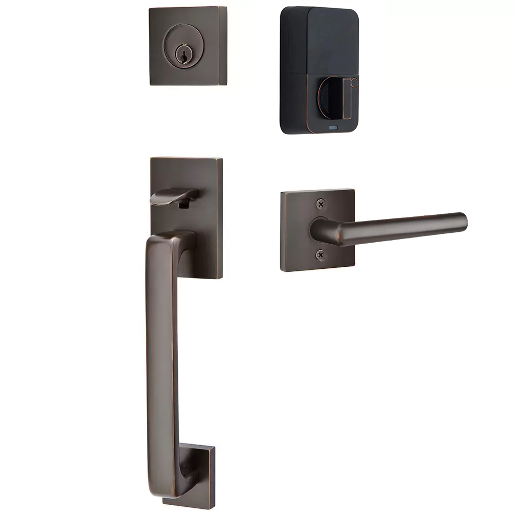 Emtek Baden Tubular Entryset Sectional with Stuttgart Lever