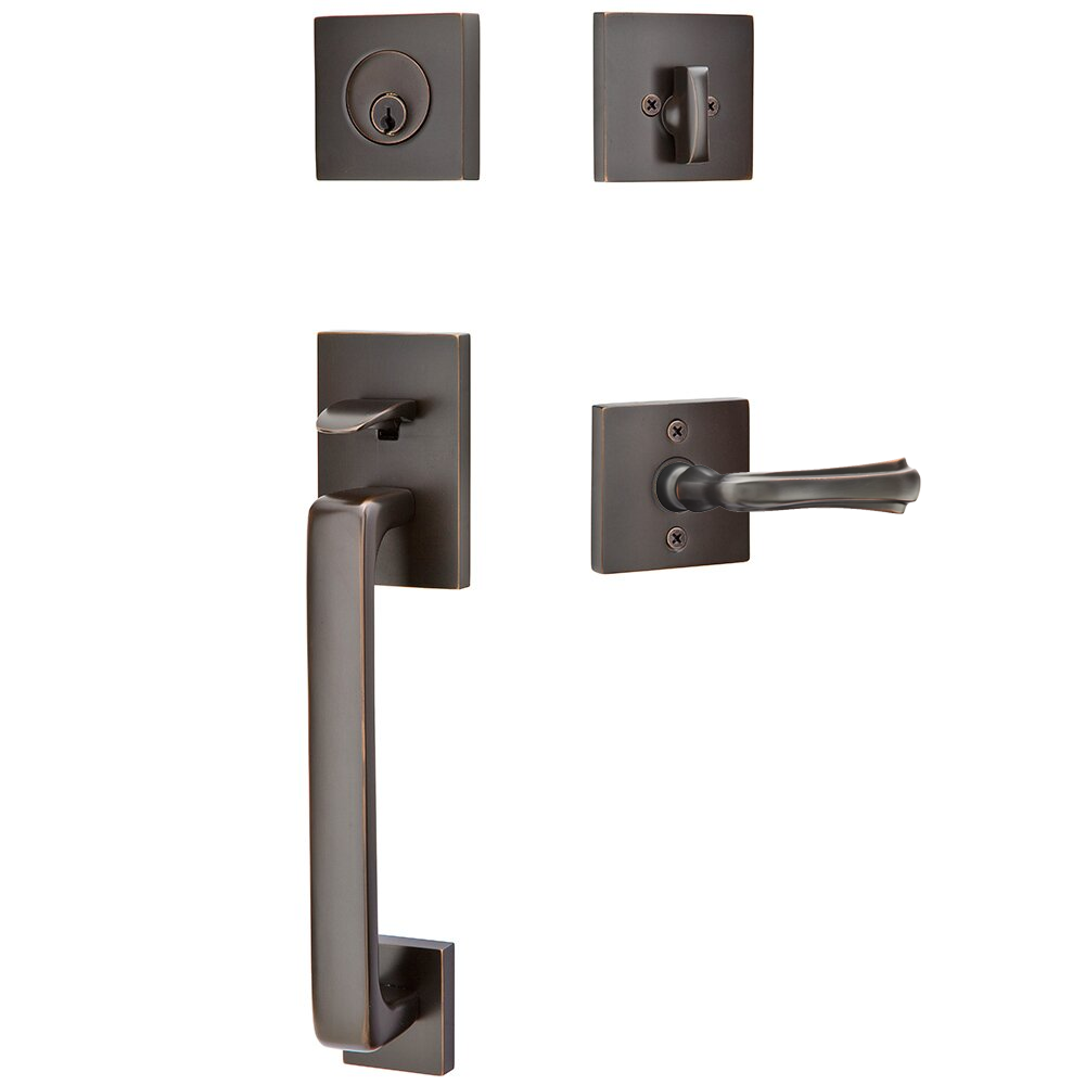 Emtek Baden Tubular Entryset Sectional with Wembley Lever