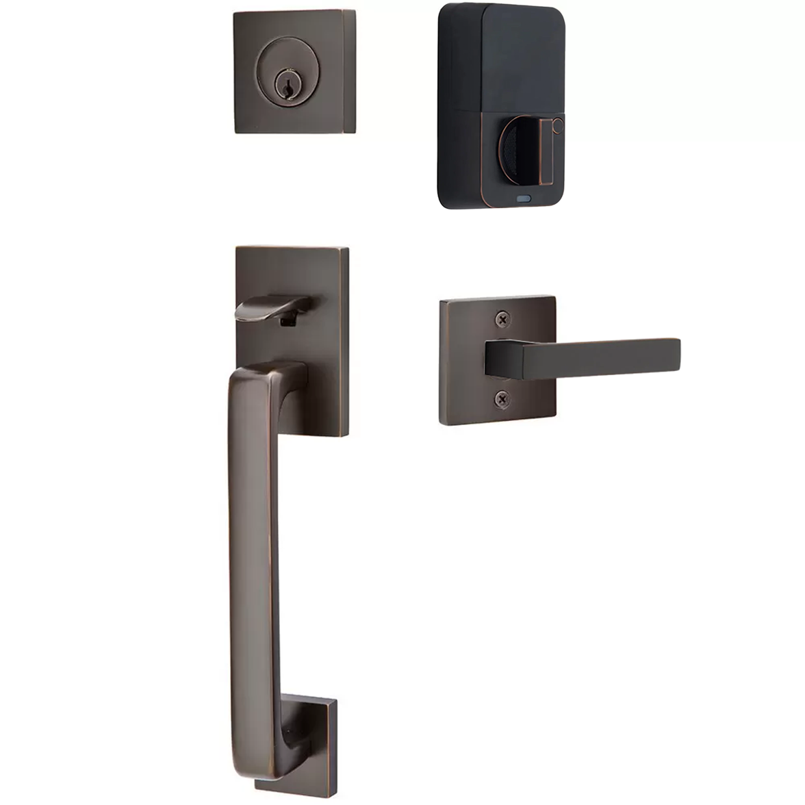 Emtek Baden Tubular Entryset Sectional with Dumont Lever