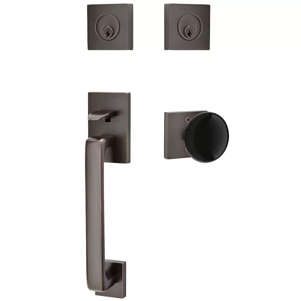 Emtek Baden Tubular Entryset Sectional with Ebony Porcelain Knob