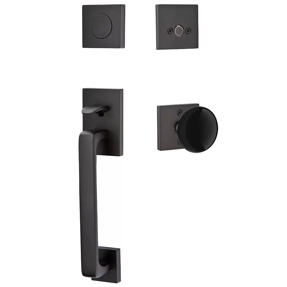 Emtek Baden Tubular Entryset Sectional with Ebony Porcelain Knob