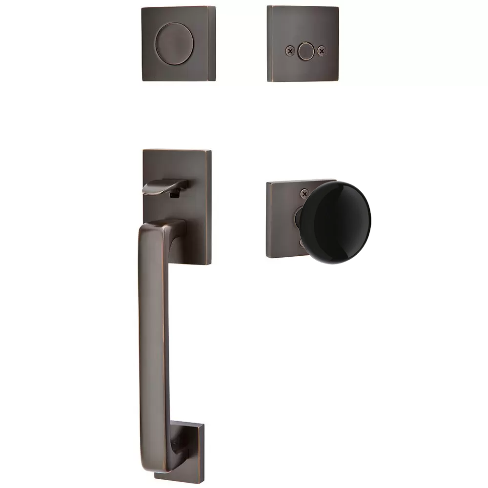 Emtek Baden Tubular Entryset Sectional with Ebony Porcelain Knob