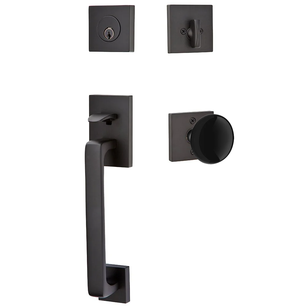 Emtek Baden Tubular Entryset Sectional with Ebony Porcelain Knob