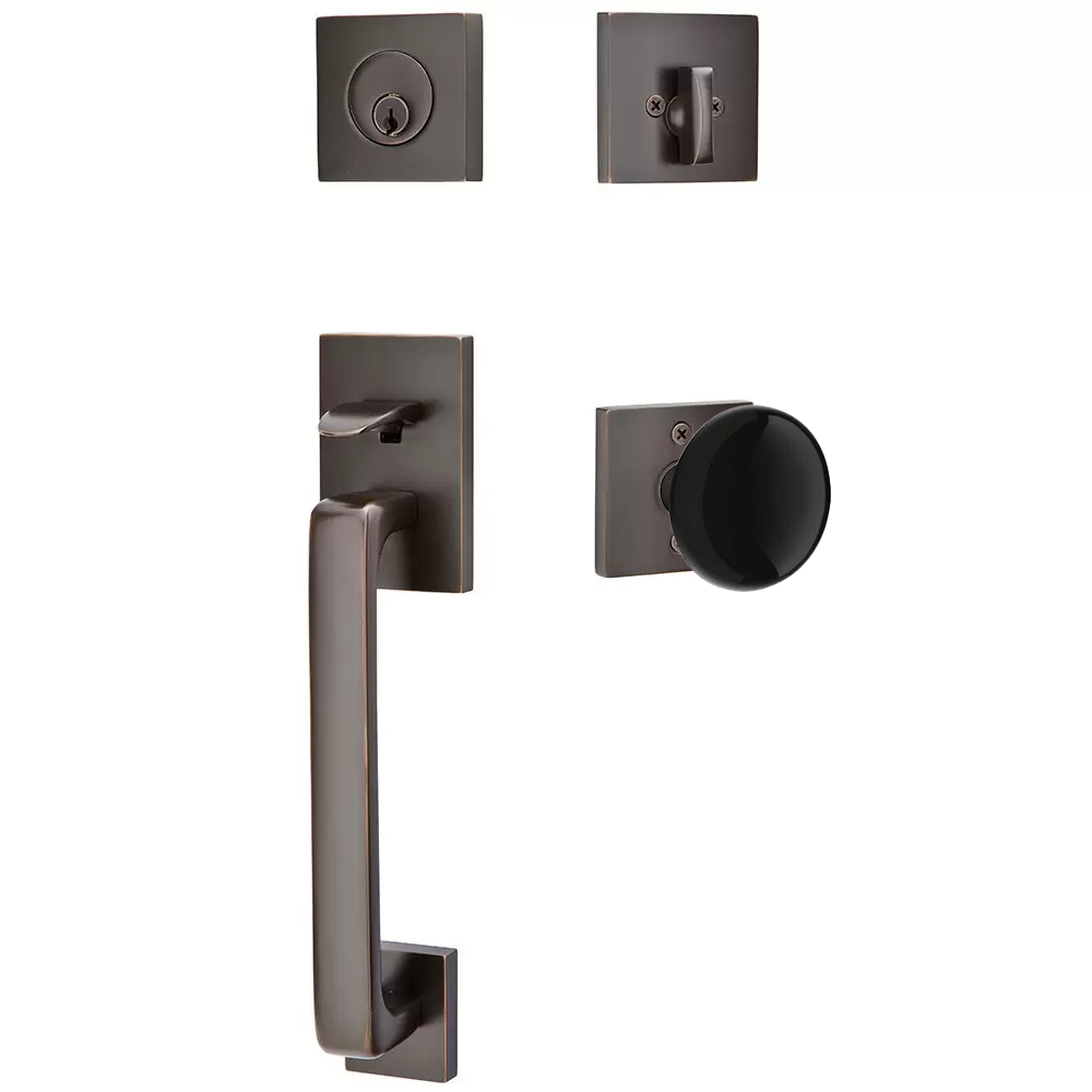 Emtek Baden Tubular Entryset Sectional with Ebony Porcelain Knob